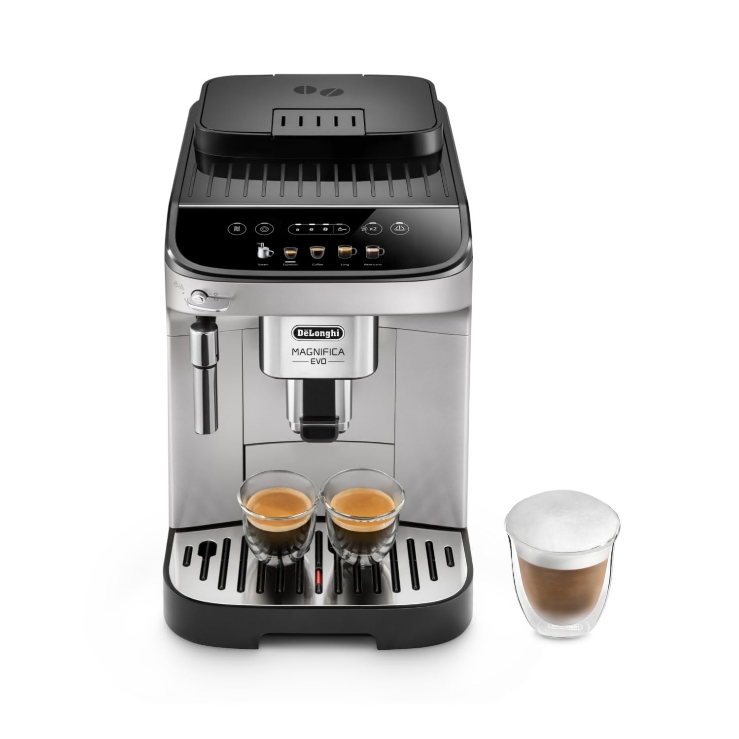 Premium Pro, Kaffeemaschine und Cappuccino mit Grainsmüehli, Silber