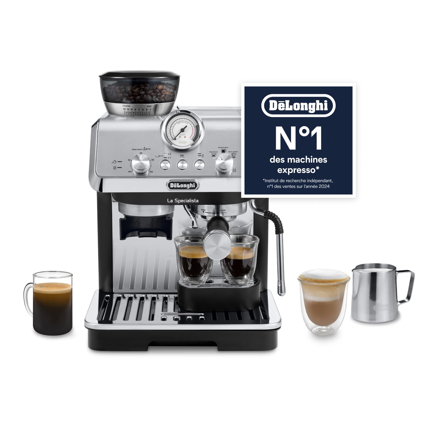 La Specialista Arte, manuelli Espressomaschine, integrierti Mühli, Metall/Schwarz - BrewLana Edition